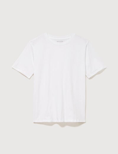 T-shirt droit col rond manches courtes blanc femme