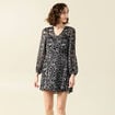 Robe évasée manches longues noir femme