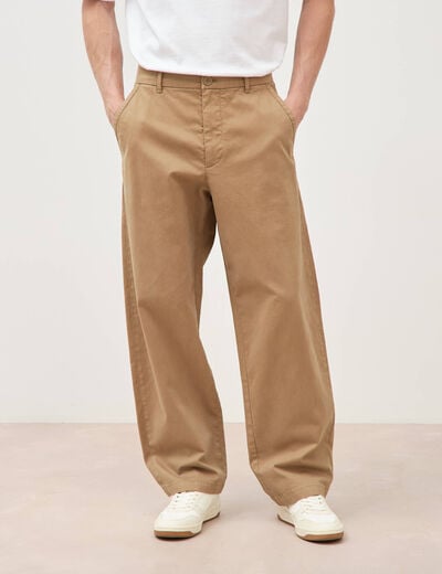 Pantalon coupe large vert kaki homme