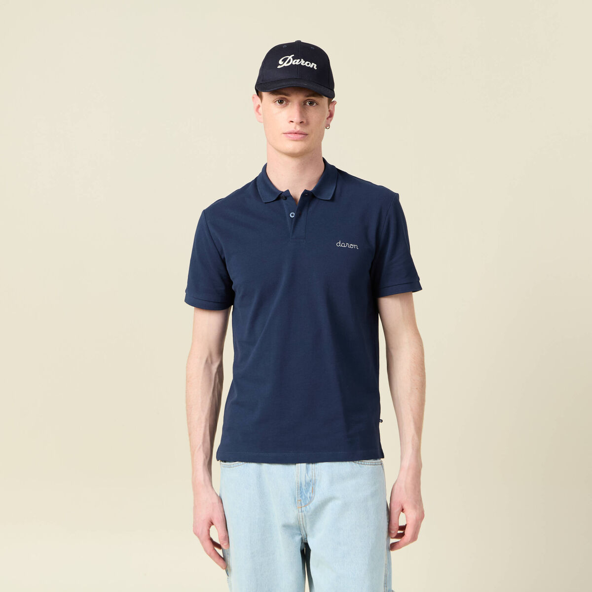 Polo manches courtes bleu marine homme