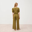 Blouse cropped manches courtes vert kaki femme