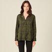 Chemise satin éco-responsable vert kaki femme