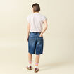 Bermuda large taille haute en coton denim stone femme