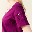 T-shirt manches courtes brodé violet femme