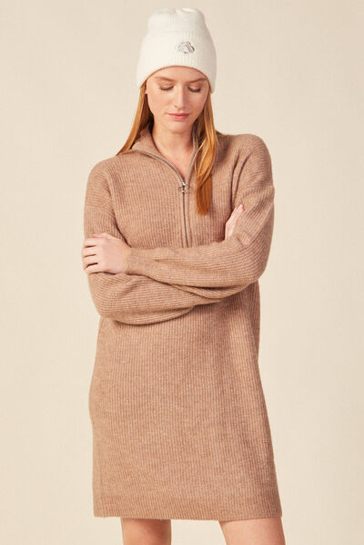 Robe pull éco-responsable sable femme