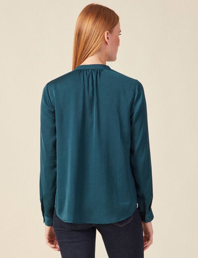 Blouse manches longues bleu canard femme