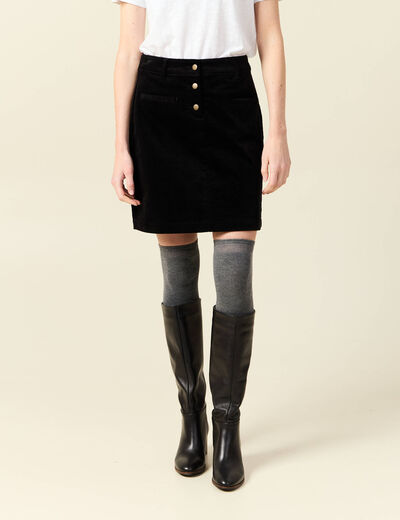 Jupe droite velours noir femme