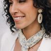 Boucles d'oreilles pendantes ecru femme
