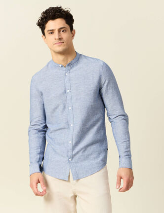 Chemise manches longues bleu gris homme