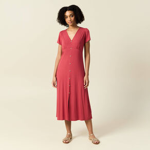 Robe longue droite rose framboise femme