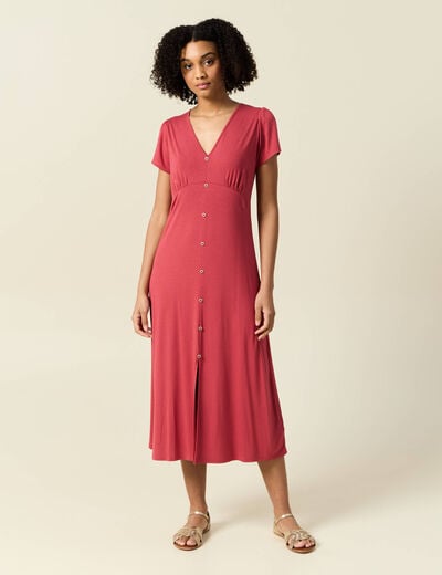 Robe longue droite rose framboise femme