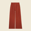 Pantalon large fluide noeud marron cognac femme