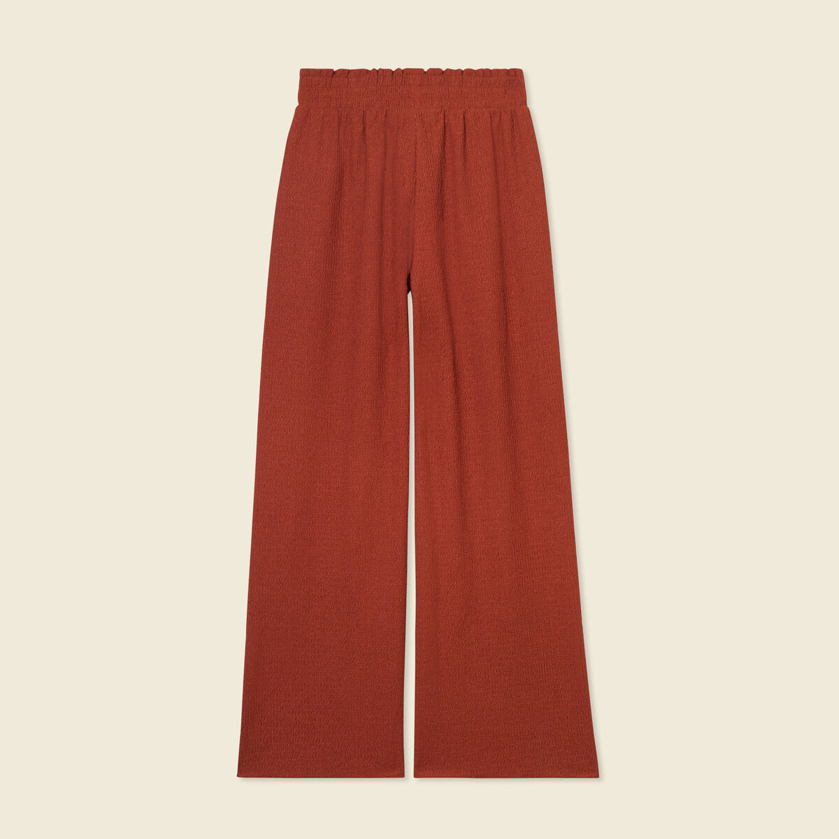 Pantalon large fluide noeud marron cognac femme