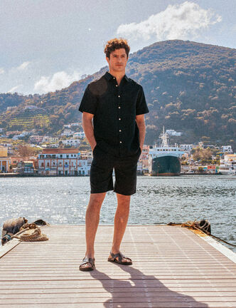 Chemise manches courtes noir homme