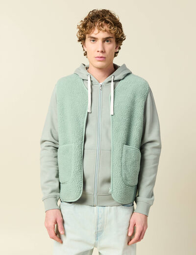 Sweat sans manches effet polaire vert pastel homme