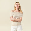 D&eacute;bardeur tricot sans manches creme femme