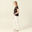 T-shirt manches courtes marron fonc&eacute; femme