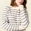 Pull manches longues ajouré ecru femme