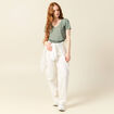 T-shirt en lin vert kaki femme