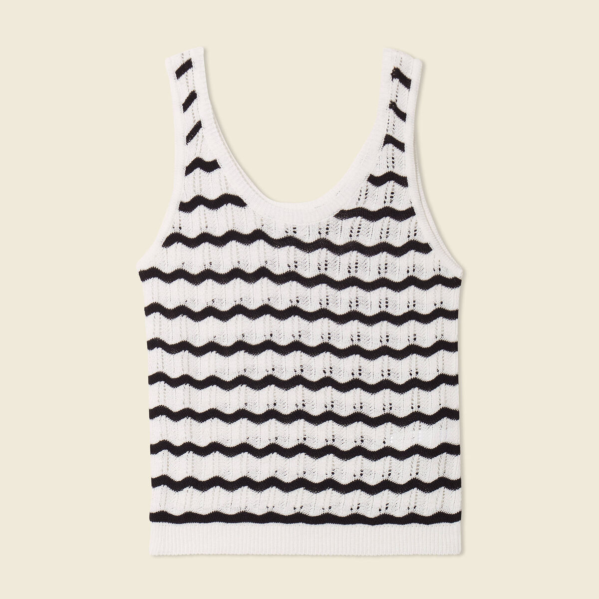 Débardeur tricot ajouré noir femme