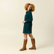 Robe droite velours col polo vert fonc&eacute; femme