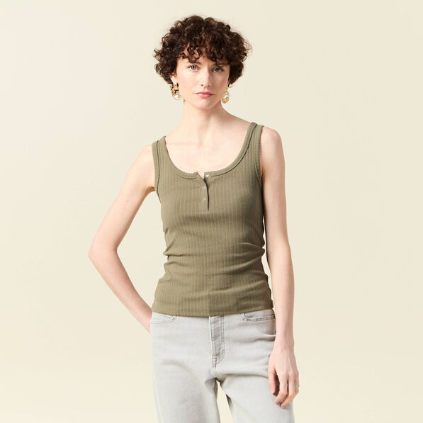 Débardeur sans manches vert kaki femme