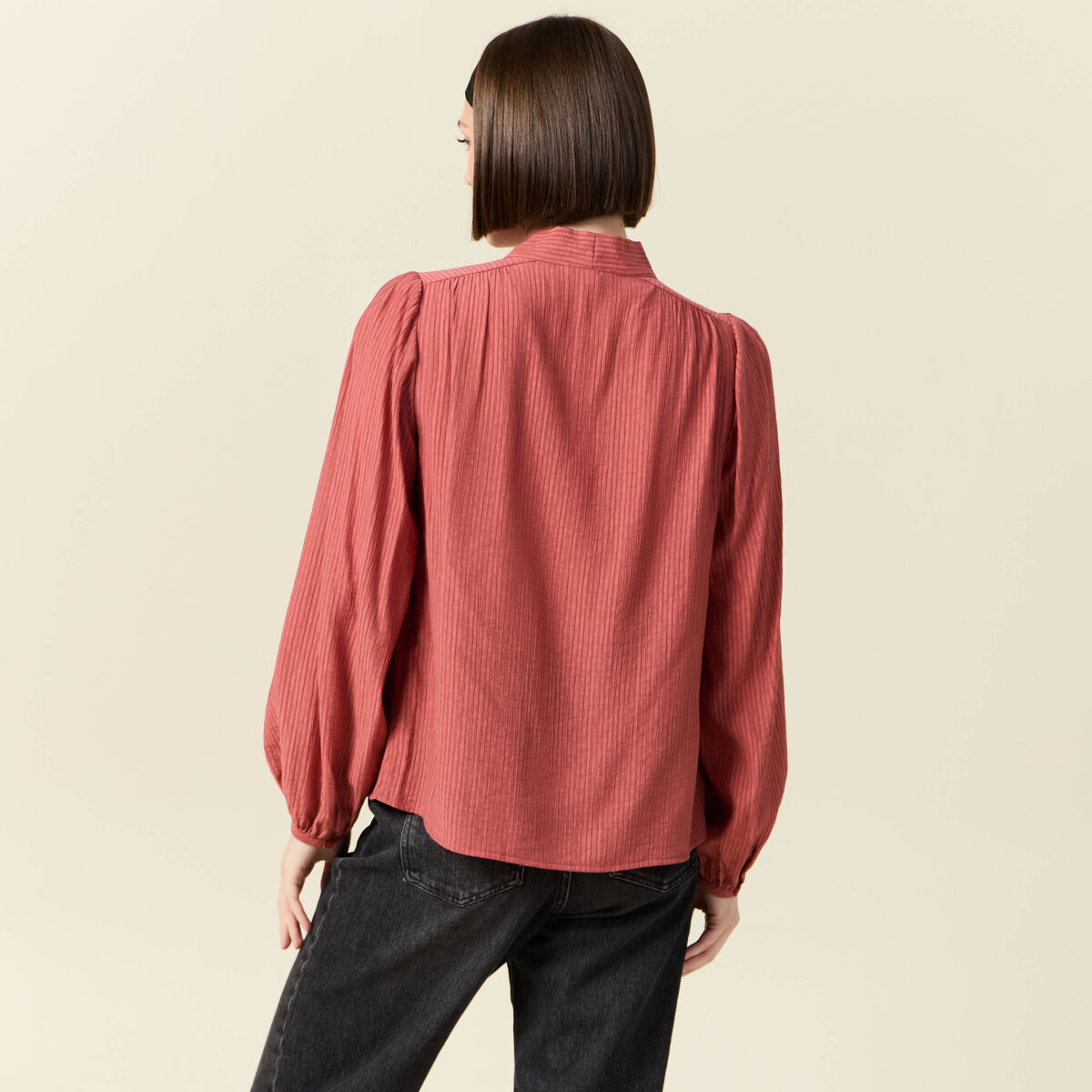 Blouse manches longues vieux rose femme