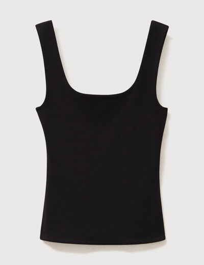 D&eacute;bardeur ajust&eacute; col carr&eacute; noir femme