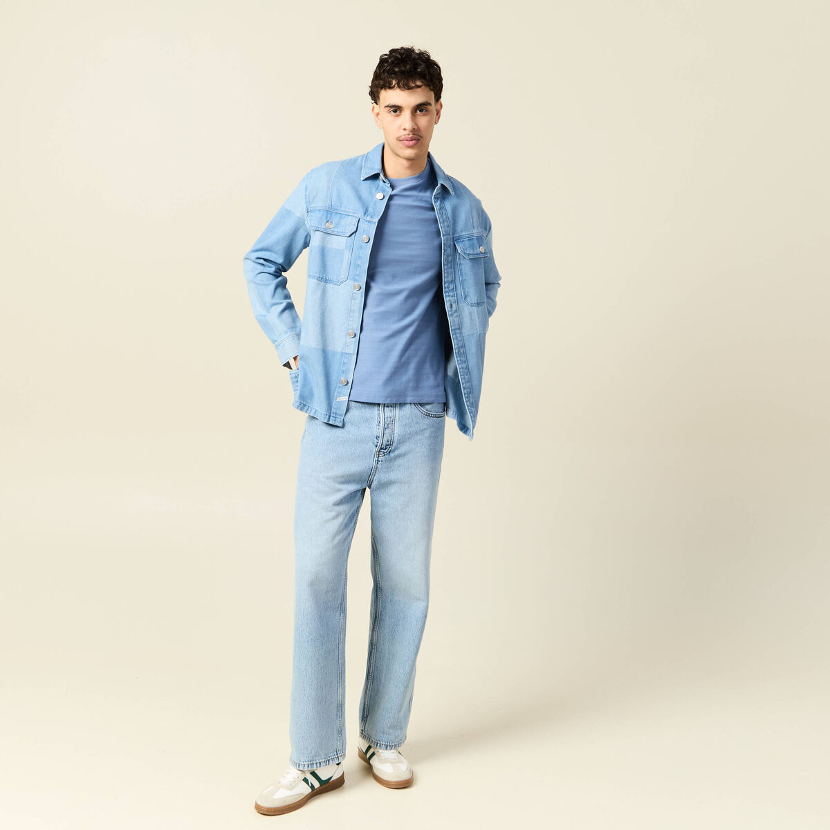 T-shirt manches courtes bleu gris homme
