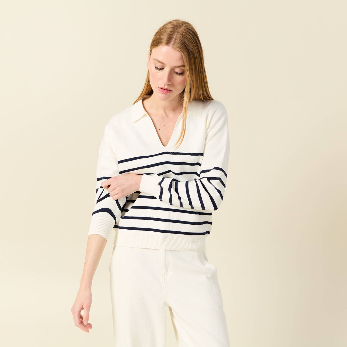 Pull éco-responsable ecru femme
