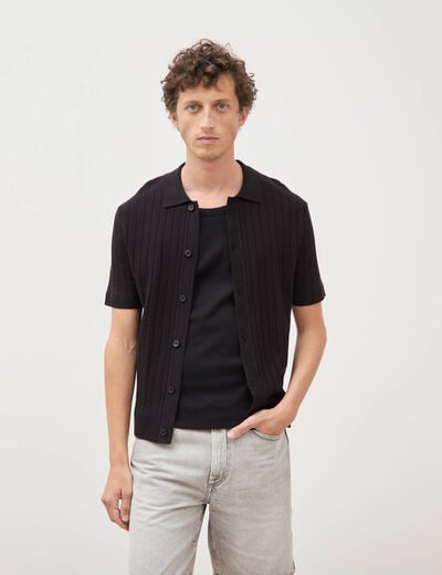 Chemise en coton manches courtes noir homme