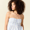 Top col droit &agrave; bretelles en coton bleu clair femme