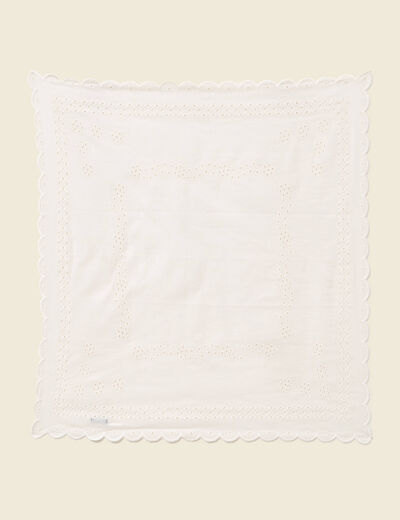 Foulard en coton avec broderie ecru femme