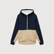 Sweat droit sherpa &agrave; capuche bleu marine homme