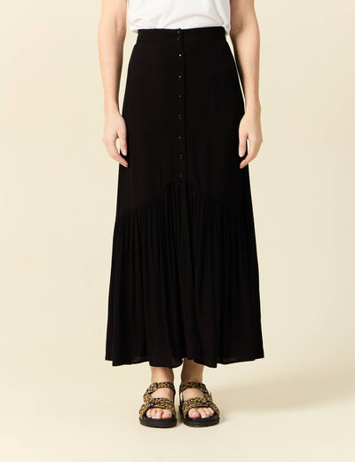 Jupe longue évasée noir femme