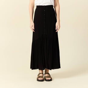 jupe longue evasee noir femme Jupe longue évasée noir femme