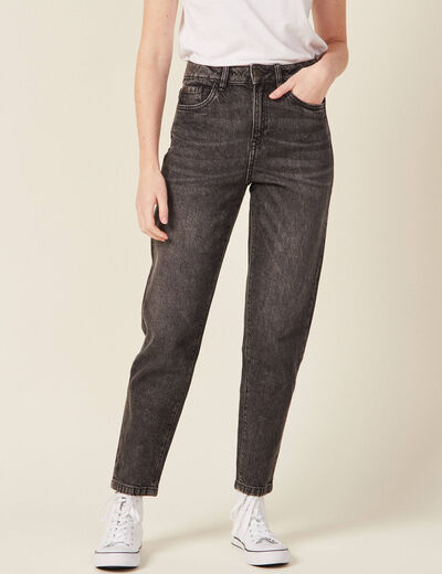 Jeans mom 7/8ème denim gris femme