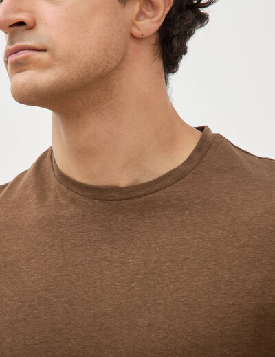 T-shirt ras de cou manches courtes taupe homme