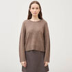 Pull col rond manches longues marron femme