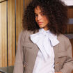 Chemise manches longues col am&eacute;ricain bleu ciel femme