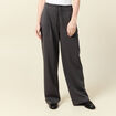 Pantalon large ceinture tissu fluide gris femme