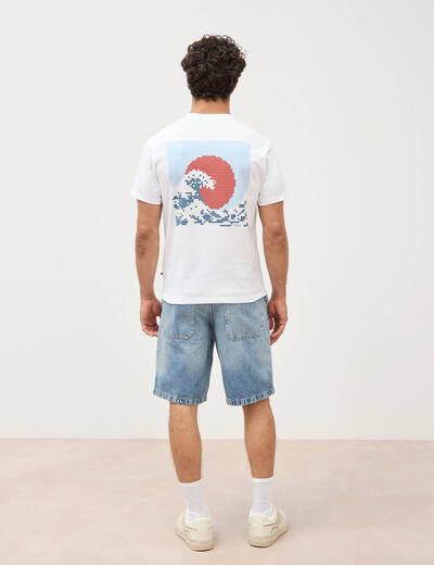 T-shirt droit en coton manches courtes blanc homme