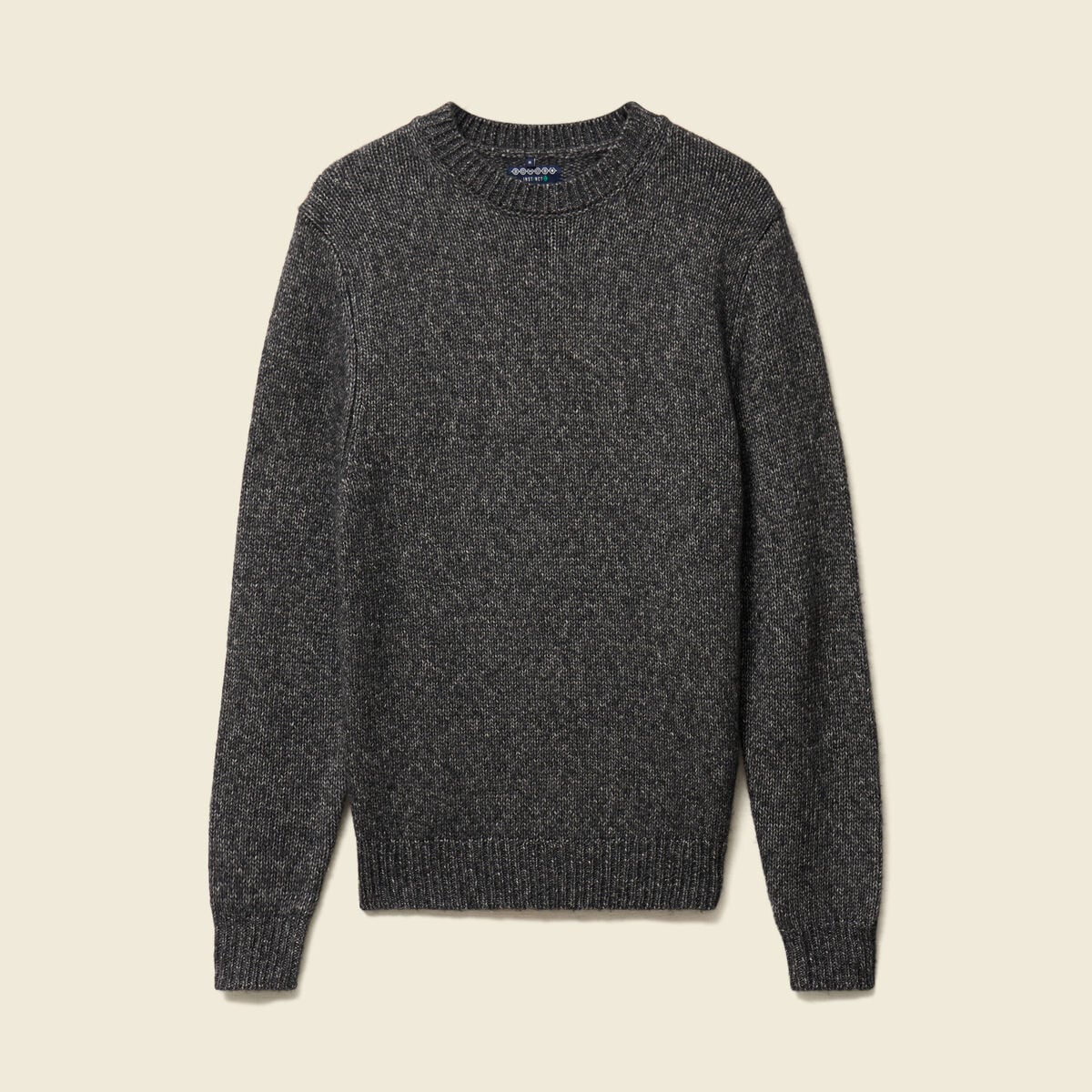 Pull manches longues col rond noir homme