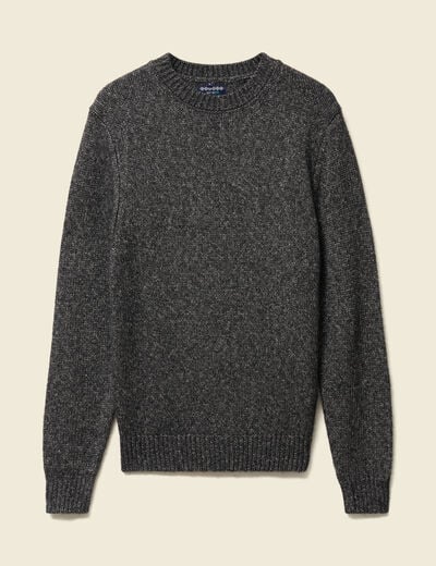 Pull manches longues col rond noir homme