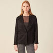 Veste blazer droite satin noir femme