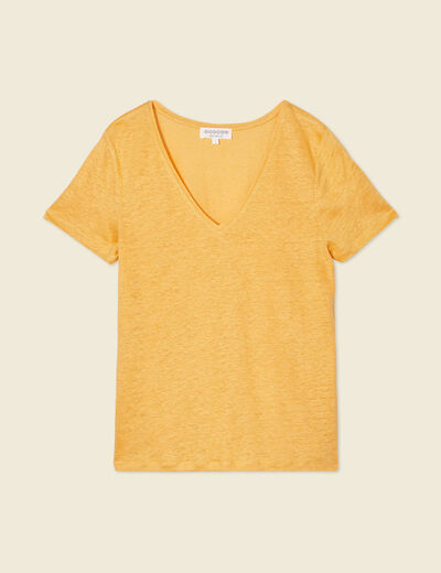 T-shirt en lin jaune femme