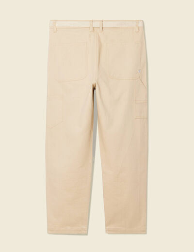 Pantalon large ceinturé beige homme