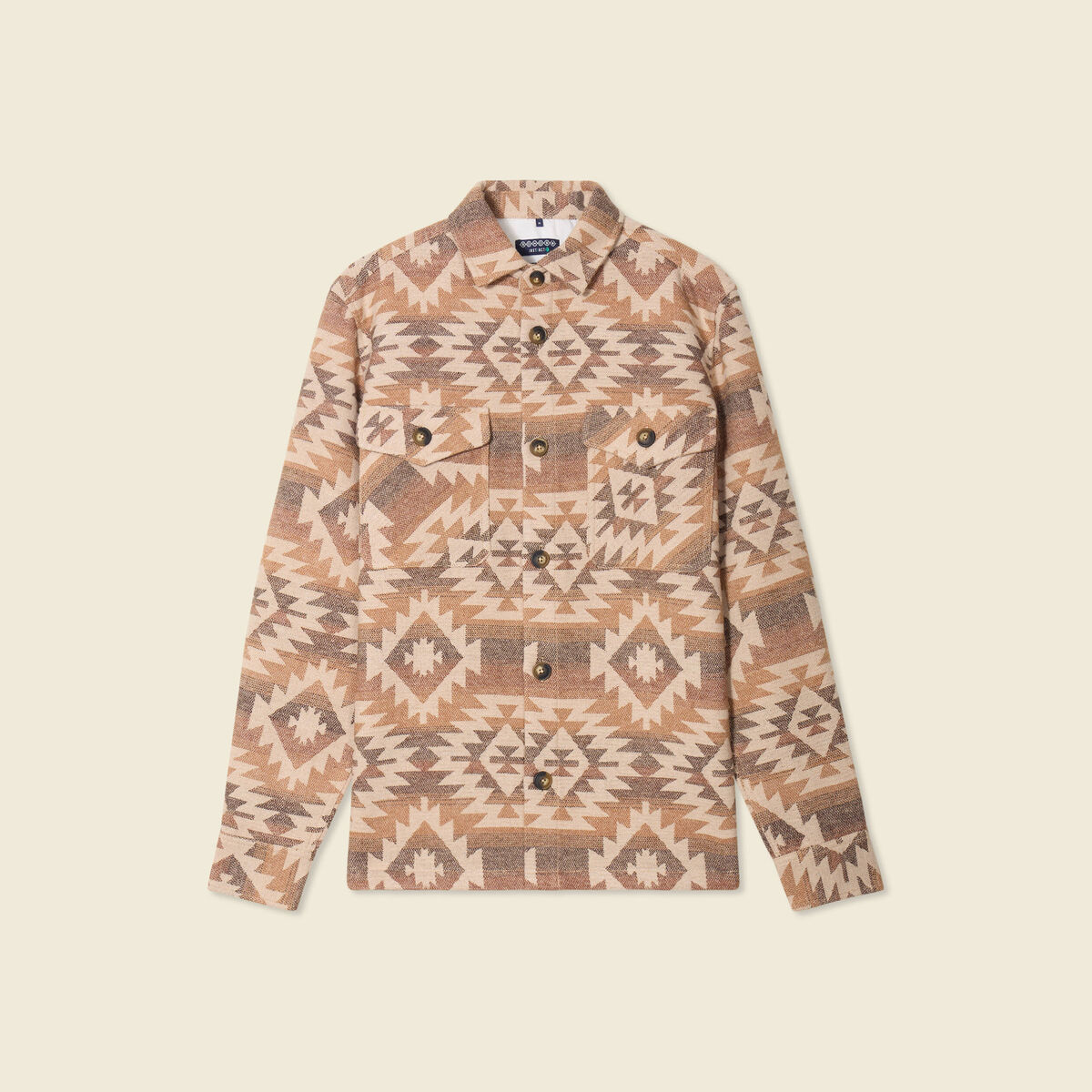 Surchemise manches longues beige homme