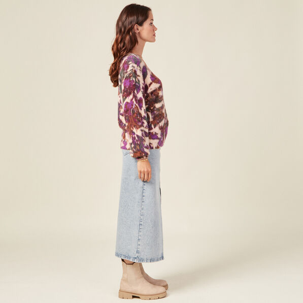 Pull manches longues violet femme