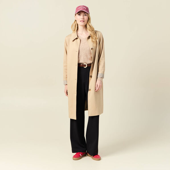 Pull manches longues col en V creme femme
